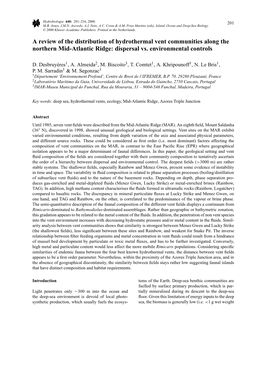 A Review of the Distribution of Hydrothermal Vent Communities Along the Northern Mid-Atlantic Ridge: Dispersal Vs