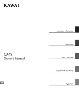 Kawai CA49 Owner's Manual