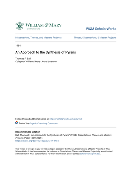 An Approach to the Synthesis of Pyrans