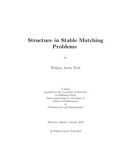 Structure in Stable Matching Problems