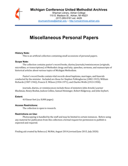 Miscellaneous Personal Papers