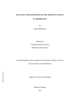 Analysis and Estimation of the Regional Policy in Azerbaijan