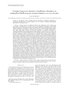 Term Dynamics of Pollinator Abundance in Undisturbed Mediterranean Montane Habitats Over Two Decades