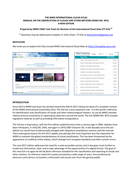 The Wmo International Cloud Atlas Manual on the Observation of Clouds and Other Meteors (Wmo-No