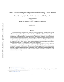 A Fast Minimum Degree Algorithm and Matching Lower Bound