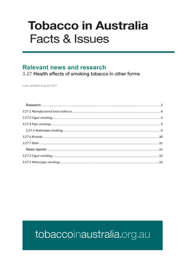 Relevant News and Research 3.27 Health Effects of Smoking Tobacco in Other Forms