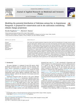 Modeling the Potential Distribution of Valeriana Carnosa Sm. In