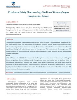 Preclinical Safety Pharmacology Studies of Taiwanofungus Camphoratus Extract