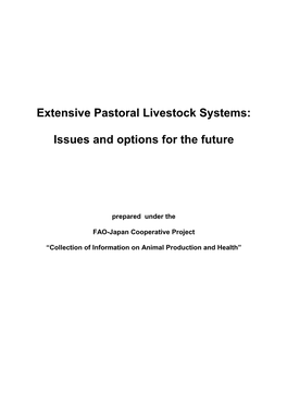 Extensive Pastoral Livestock Systems