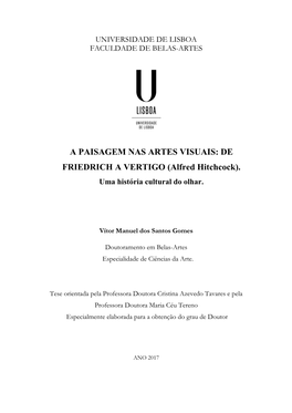 A PAISAGEM NAS ARTES VISUAIS: DE FRIEDRICH a VERTIGO (Alfred Hitchcock)