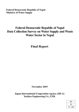 Federal Democratic Republic of Nepal Data Collection Survey on Water