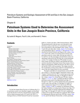 Petroleum Systems Used to Determine the Assessment Units in the San Joaquin Basin Province, California