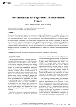 Prostitution and the Sugar Baby Phenomenon in France Azalia Ambia Jacobs, Airin Miranda*