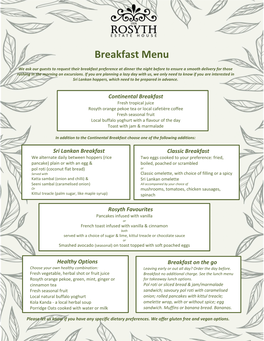 Breakfast Menu