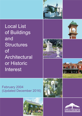 Local List of Buildings and Structures of Architectural Or Historic Interest