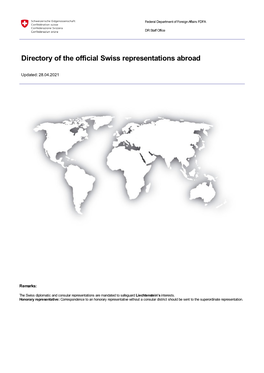 Directory of the Official Swiss Representations Abroad