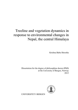 Treeline and Vegetation Dynamics in Response to Environmental Changes in Nepal, the Central Himalaya