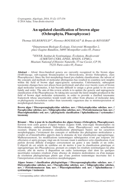 An Updated Classification of Brown Algae (Ochrophyta, Phaeophyceae)