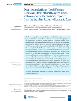 Deep-Sea Anglerfishes (Lophiiformes: Ceratioidei) from Off Northeastern Brazil, with Remarks on the Ceratioids Reported from the Brazilian Exclusive Economic Zone