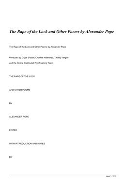 The Rape of the Lock and Other Poems by Alexander Pope