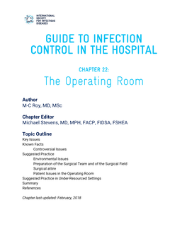 GUIDE to INFECTION CONTROL in the HOSPITAL the Operating Room