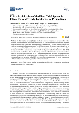 Public Participation of the River Chief System in China: Current Trends, Problems, and Perspectives