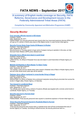 FATA NEWS – September 2017