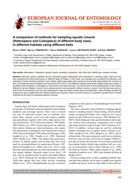 A Comparison of Methods for Sampling Aquatic Insects (Heteroptera and Coleoptera) of Different Body Sizes, in Different Habitats Using Different Baits