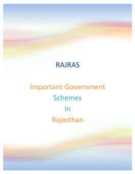 Important Government Schemes of Rajasthan 2018