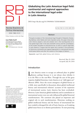 Globalizing the Latin American Legal Field: Continental and Regional Approaches to the International Legal Order in Latin America