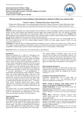 Pharmacognostical and Preliminary Phytochemical Evaluation of Diplocyclos Palmatus Linn