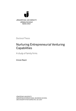 Nurturing Entrepreneurial Venturing Capabilities