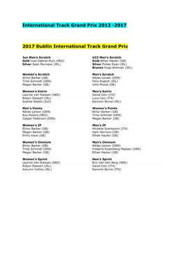 International Track Grand Prix 2013 -2017
