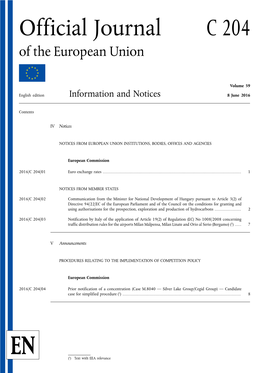 Official Journal C 204 of the European Union