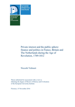 Finance and Politics in France, Britain and the Netherlands During the Age of Revolution, 1789-1812