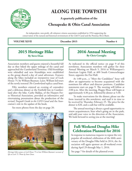 ALONG the TOWPATH a Quarterly Publication of the Chesapeake & Ohio Canal Association