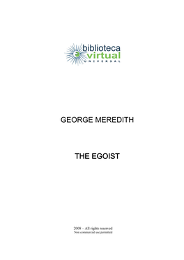 George Meredith the Egoist