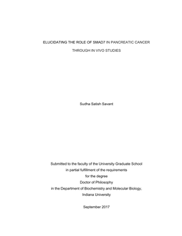 Elucidating the Role of Smad7 in Pancreatic Cancer