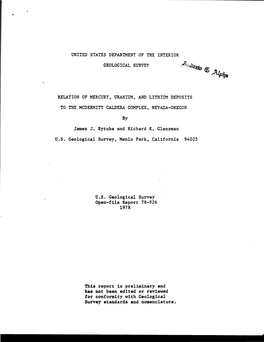 James J. Rytuba and Richard K. Glanzman U.S. Geological Survey, Menlo Park, California 94025