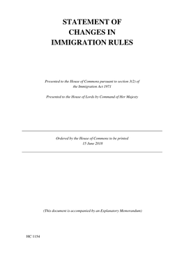 Hc 1154 – Statement of Changes in Immigration Rules