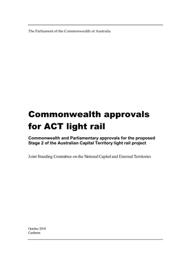 Commonwealth Approvals for ACT Light Rail
