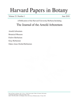 Harvard Papers in Botany Volume 23, Number 1 June 2018
