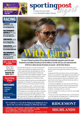 The News of Racing Association CEO Larry Wainstein's Bombshell