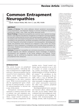 Common Entrapment Neuropathies