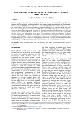 Flood Modeling of the Surma-Kushiyara River Basin Using Hec-Hms