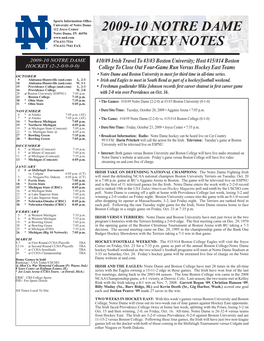 2009-10 Notre Dame Hockey Notes