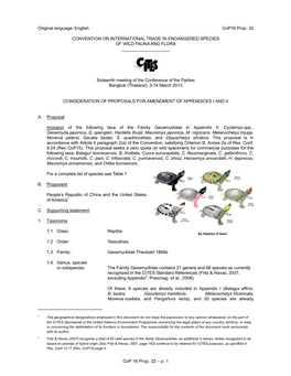 P. 1 Original Language: English Cop16 Prop. 32 CONVENTION on INTERNATIONAL TRADE in ENDANGERED SPECIES of WI