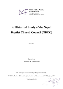 A Historical Study of the Nepal Baptist Church Council (NBCC)