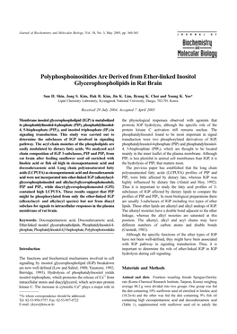 Polyphosphoinositides Are Derived from Ether-Linked Inositol Glycerophospholipids in Rat Brain