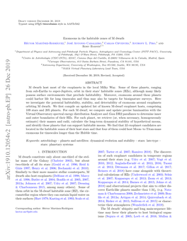 Exomoons in the Habitable Zones of M Dwarfs Hector´ Mart´Inez-Rodr´Iguez,1 Jose´ Antonio Caballero,2 Carlos Cifuentes,2 Anthony L